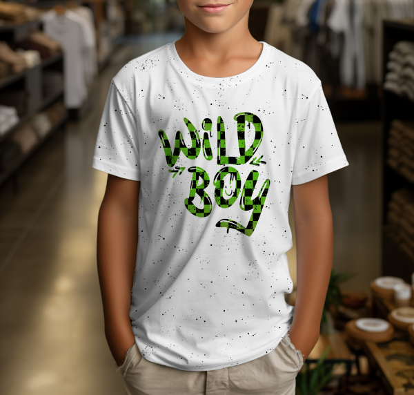 Bügelbild - " Wild Boy - KARO GRÜN " Größe nach Auswahl